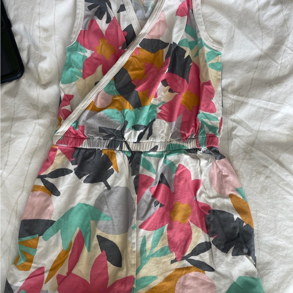 Tea Collection Floral Sleeveless Romper in Pink, Mint, Mustard, Gray